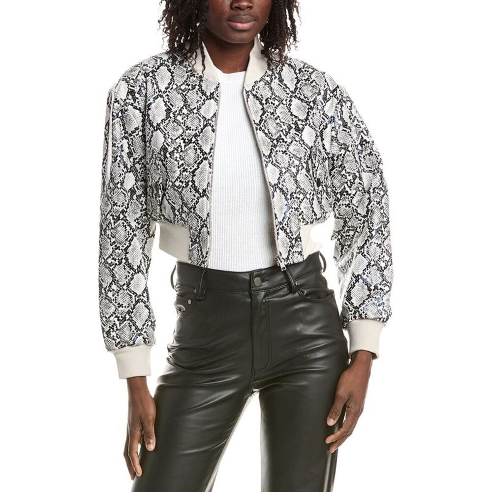 Lamarque Womens Cropped Bomber Jacket, White